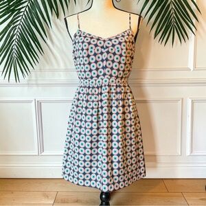 J.Crew Geometric Floral Print Sundress Size 6 Spaghetti Strap Fit & Flare